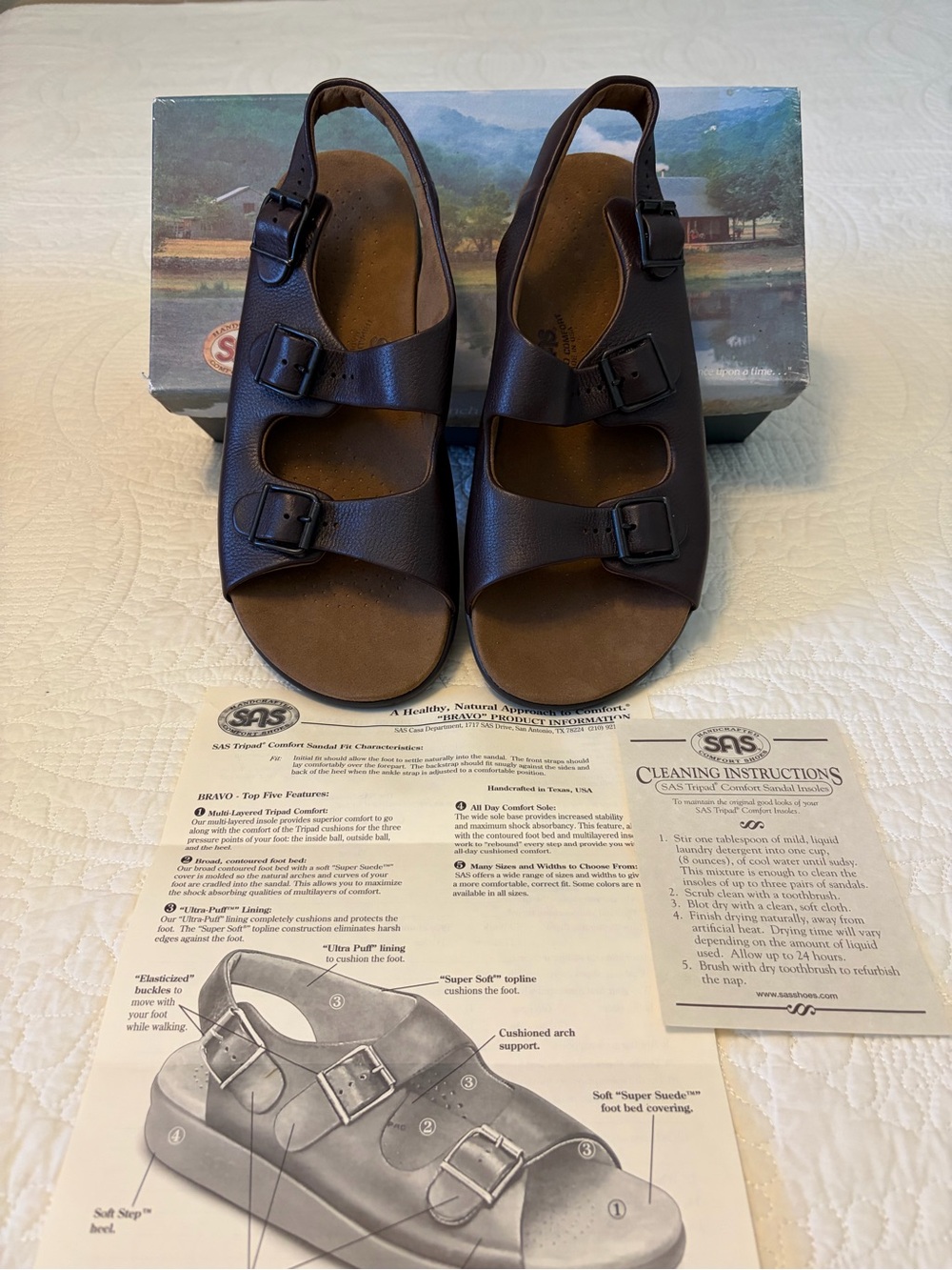 SAS Women’s Dark Brown Tripad Comfort Triple-Buckle Sandals